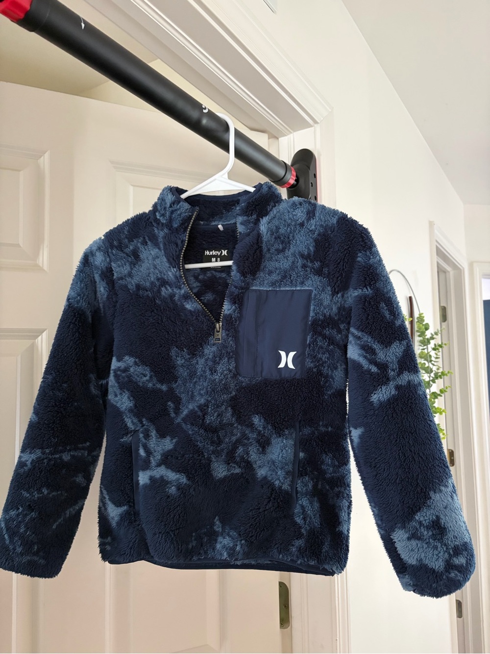 Hurley Navy Tie-Dye Sherpa Half-Zip Pullover